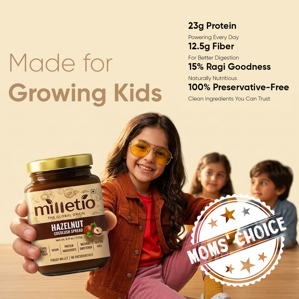 Milletio Hazelnut Coco Lush Spread 230g + FREE Vanilla Choco Chip Millet Pancake Mix | Healthy Breakfast Combo