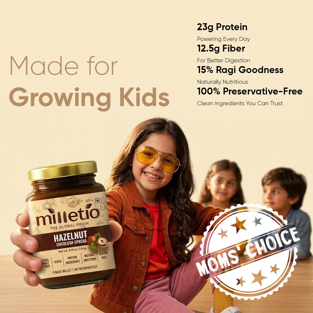 Milletio Hazelnut Coco Lush Spread 230g + FREE Vanilla Choco Chip Millet Pancake Mix | Healthy Breakfast Combo