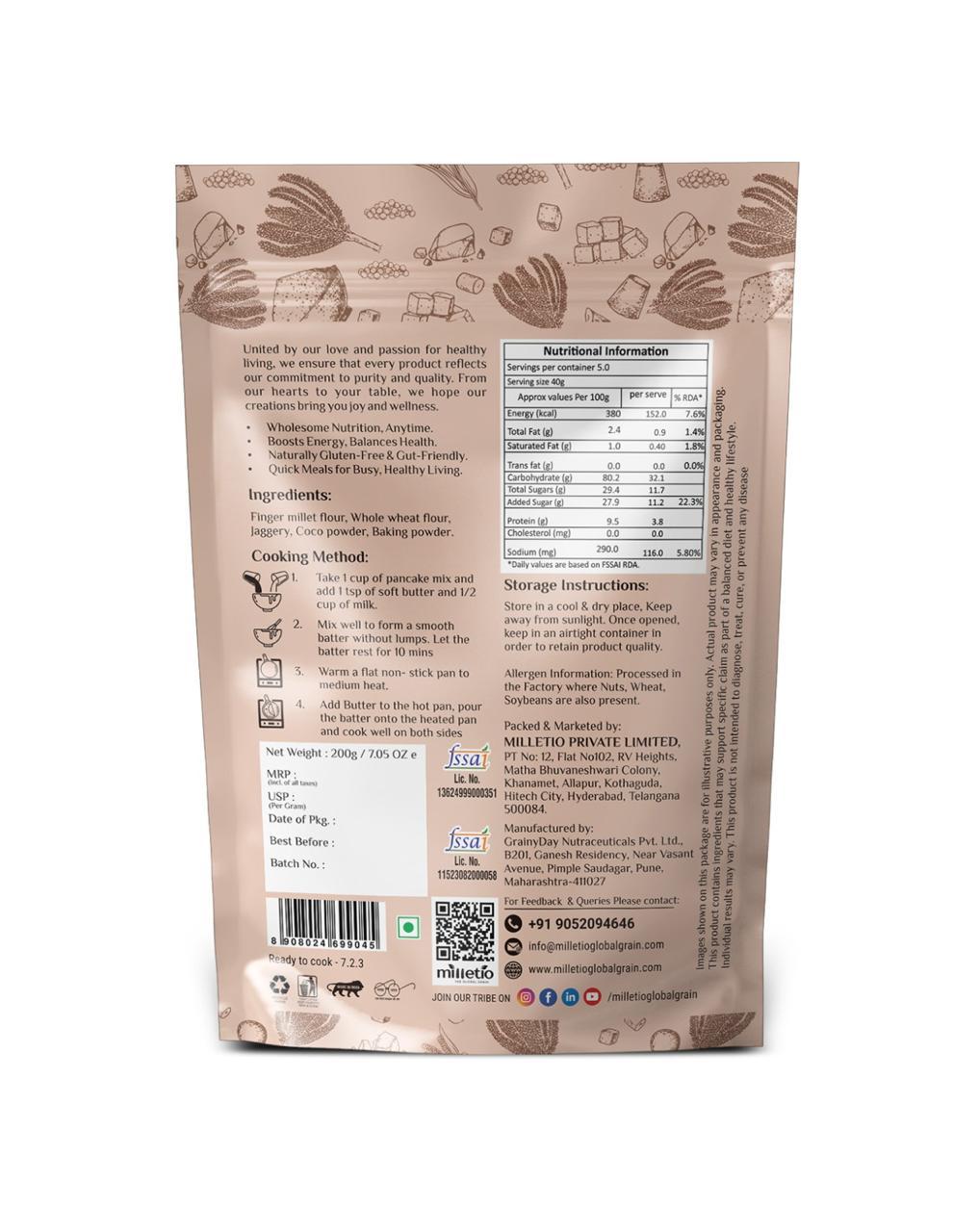 Ragi chocolate pancake